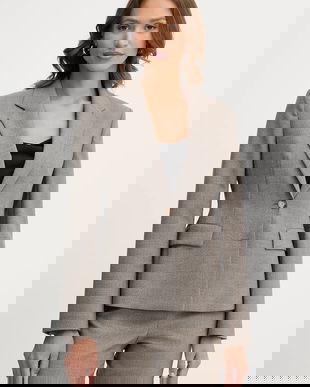 BOSS geacă de lână culoarea bej, un singur rând de nasturi, uni, 50544333