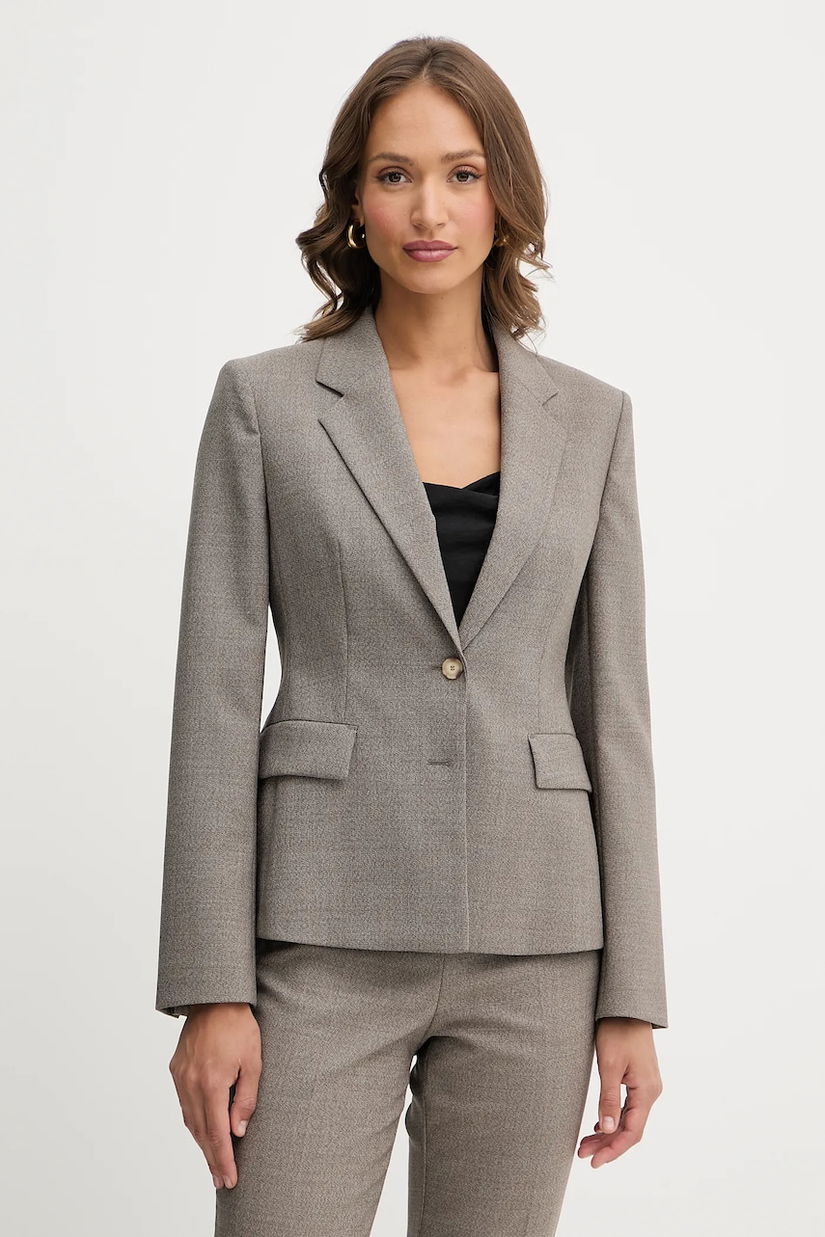 BOSS geacă de lână culoarea bej, un singur rând de nasturi, uni, 50544333