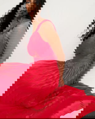 Answear.LAB rochie culoarea rosu, maxi, evazati