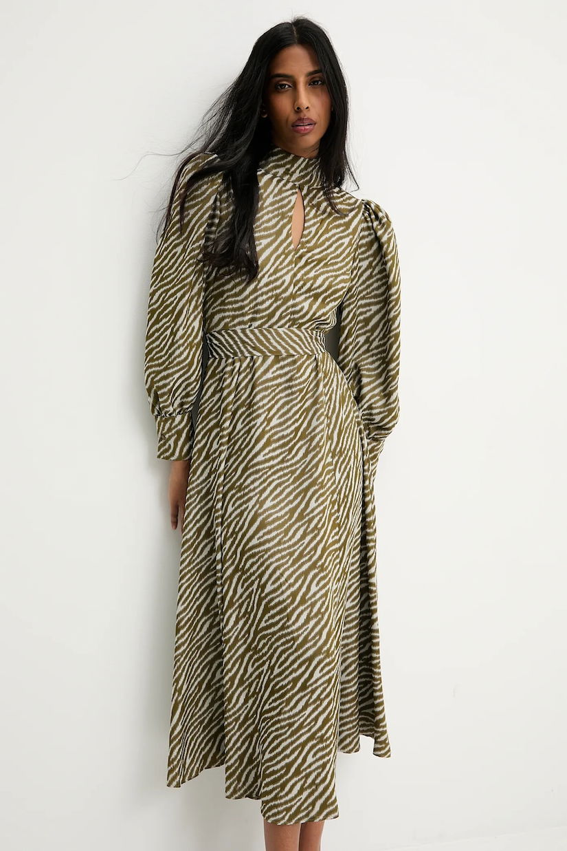Answear.LAB rochie culoarea verde, midi, evazati