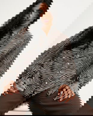 Answear.LAB camasa culoarea maro, cu guler clasic, relaxed