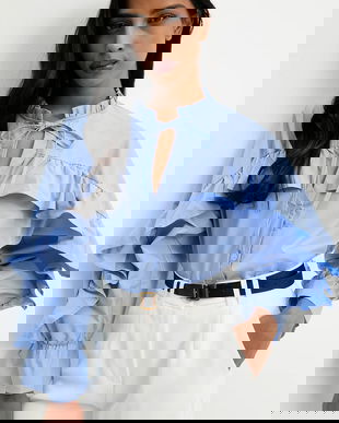 Answear.LAB camasa cu un decolteu legat, relaxed