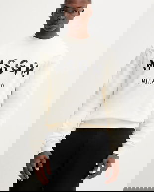 MSGM hanorac de bumbac culoarea bej, cu imprimeu, 2000MM513.300001