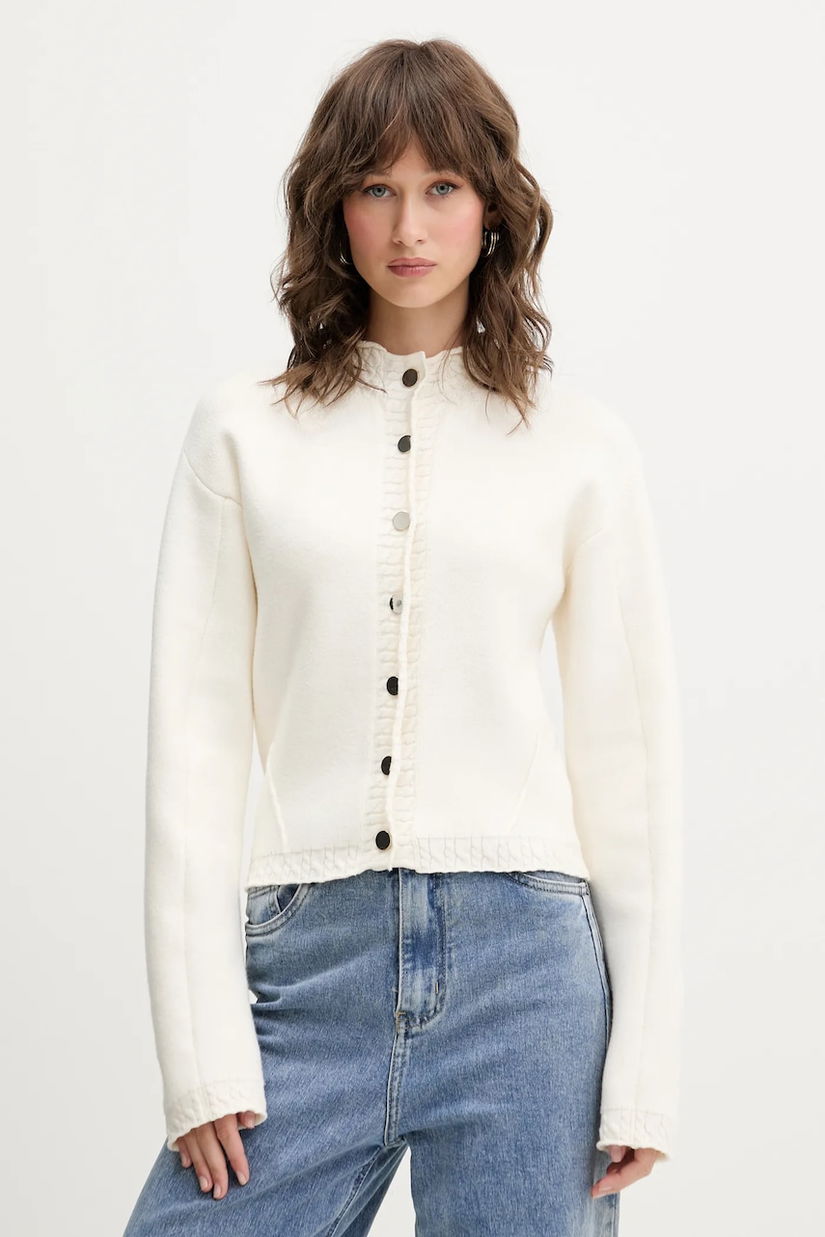 Never Fully Dressed cardigan culoarea bej, NFDKN676