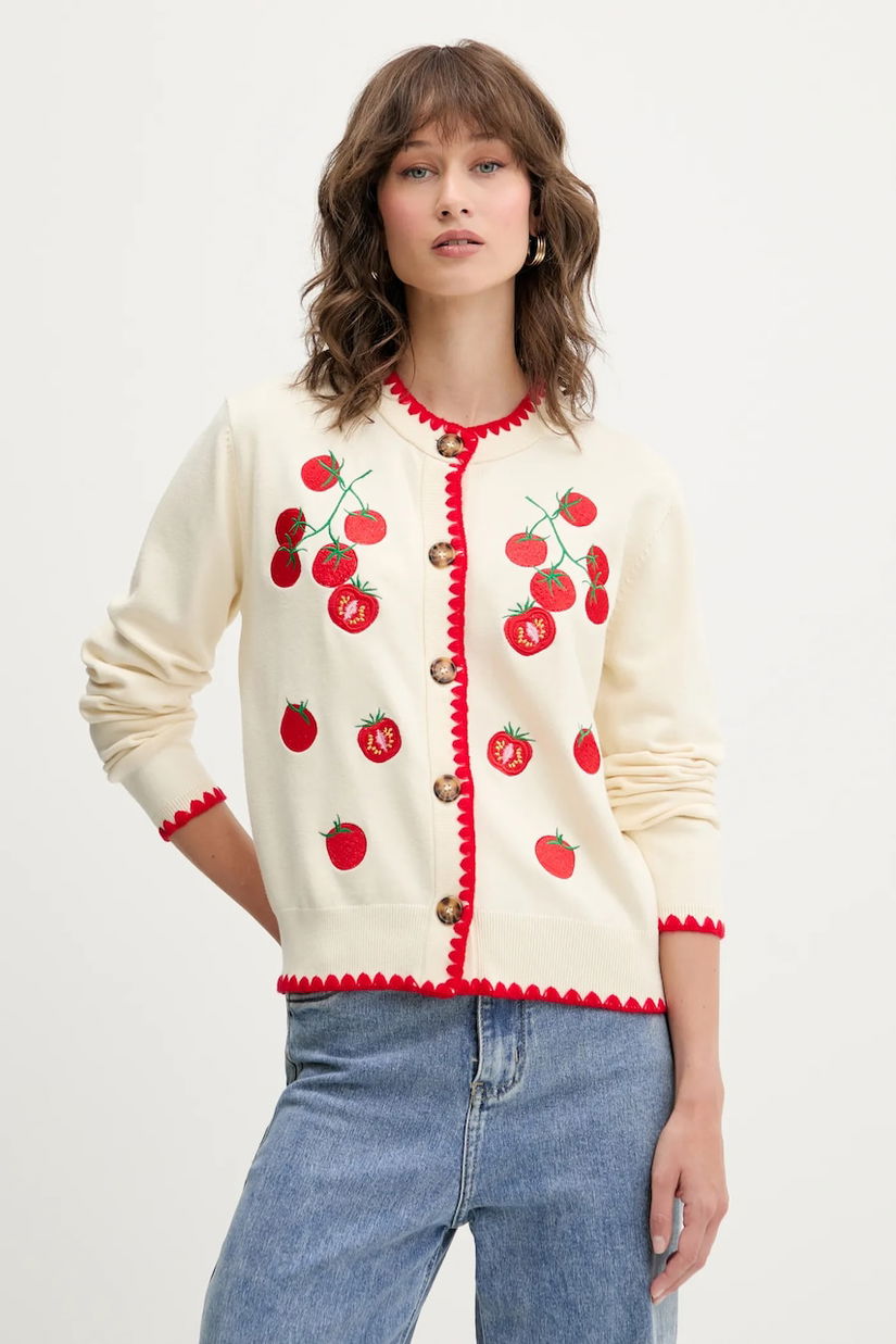 Never Fully Dressed cardigan Tomato culoarea bej, NFDKN697