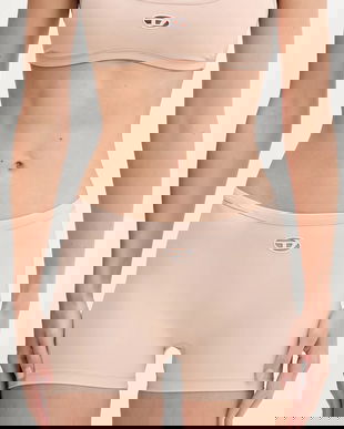 Diesel pantaloni scurți SOPHIA-UTLT culoarea bej, uni, high waist, A19360.0PJBA