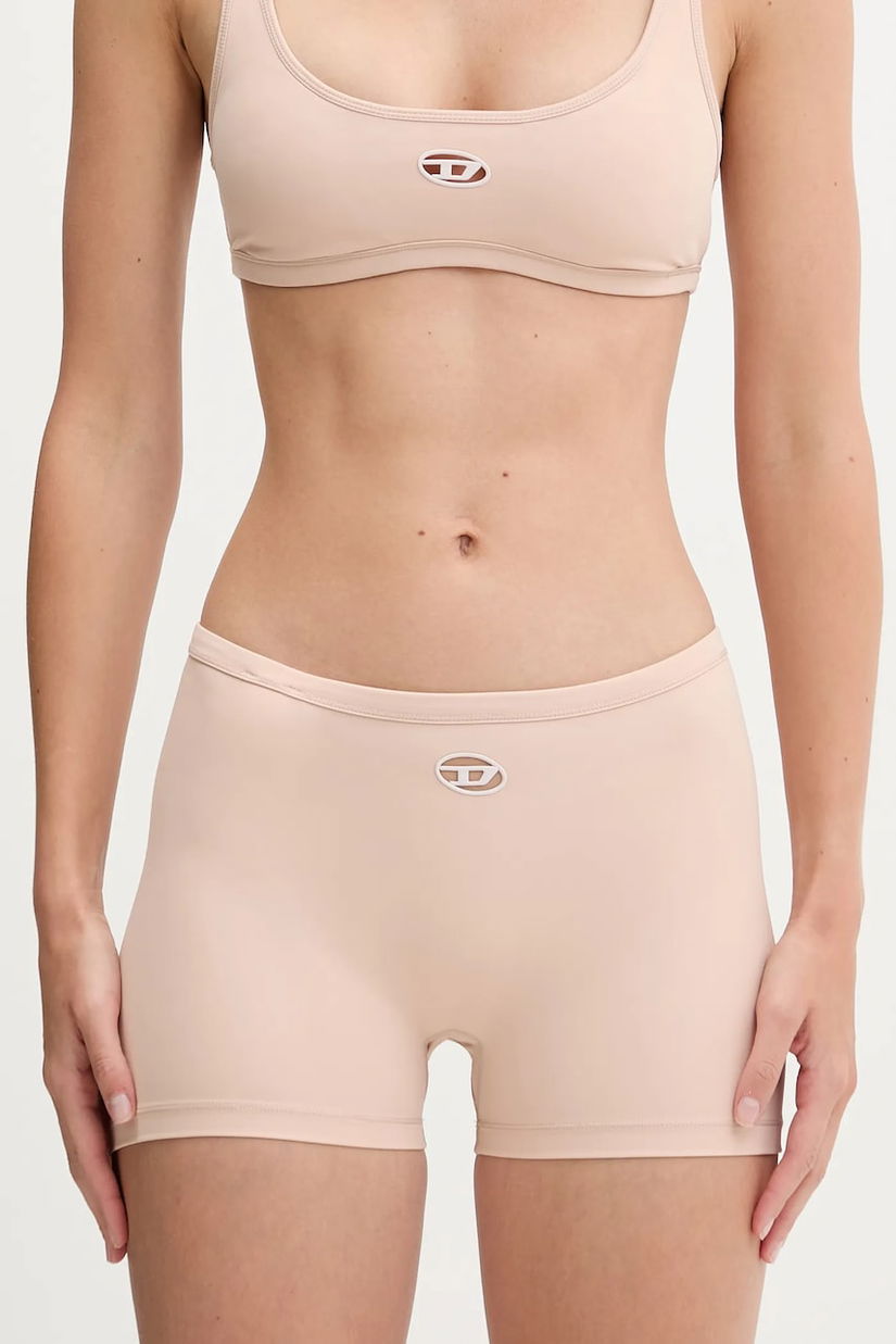 Diesel pantaloni scurți SOPHIA-UTLT culoarea bej, uni, high waist, A19360.0PJBA