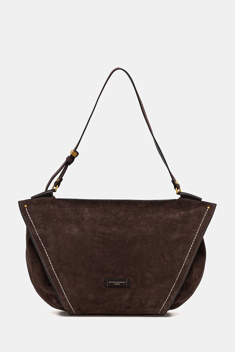 Gianni Chiarini geantă de mână din piele întoarsă BLOOM culoarea maro, BS.12037.CM