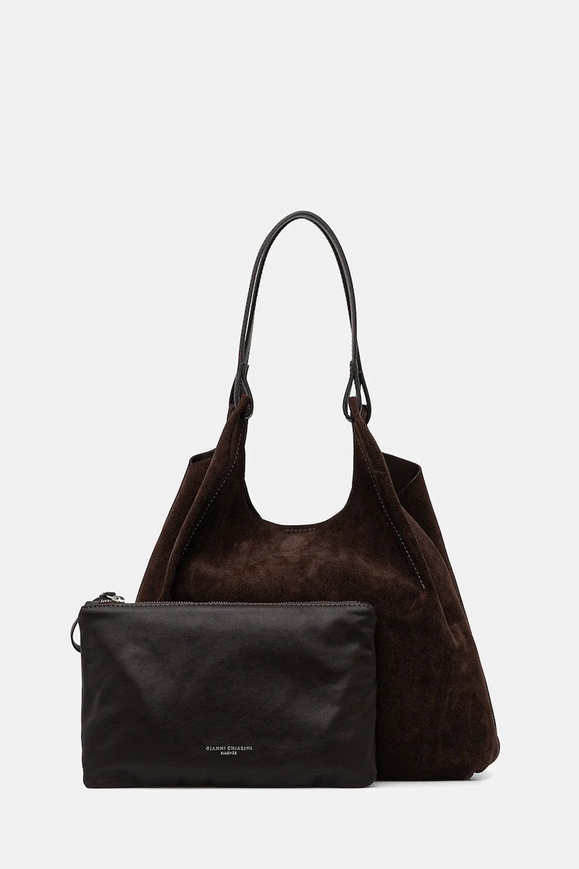 Gianni Chiarini geantă de mână din piele întoarsă DUA culoarea maro, BS.9780.CM