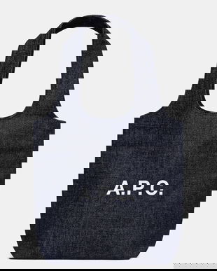 A.P.C. geantă de bumbac tote ninon small culoarea bleumarin, COHIZ.M61861