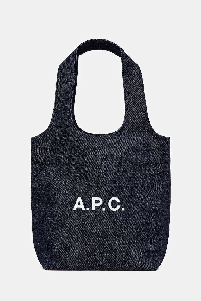 A.P.C. geantă de bumbac tote ninon small culoarea bleumarin, COHIZ.M61861