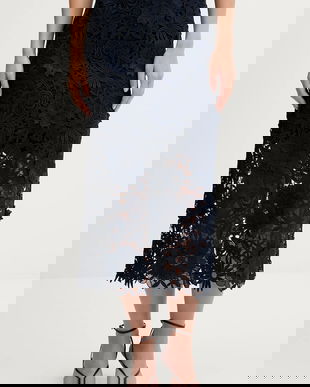 Rotate fustă culoarea bleumarin, midi, creion, 1150341725