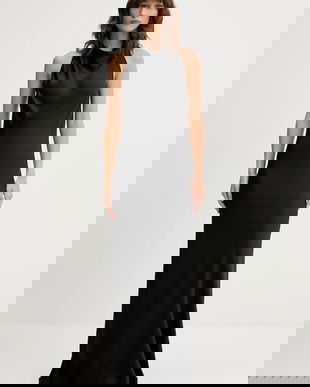 Rotate rochie culoarea negru, maxi, evazați, 114332100