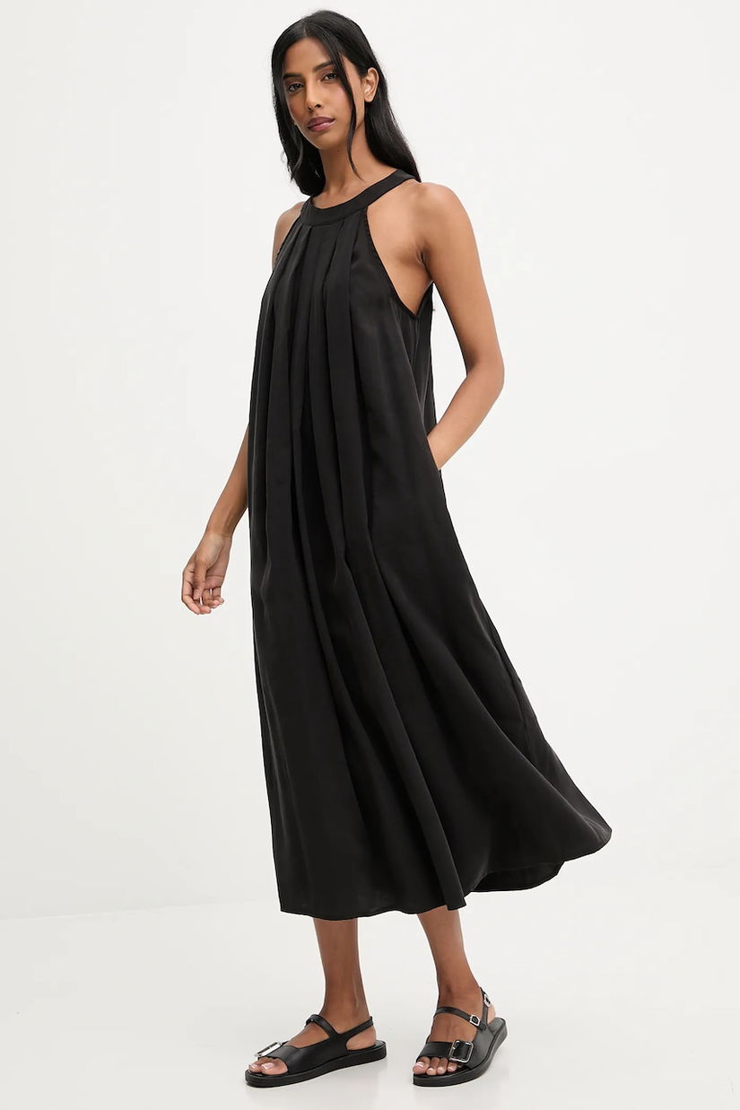 Answear.LAB rochie culoarea negru, midi, evazati