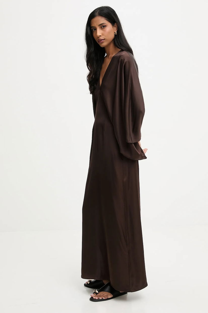 Answear.LAB rochie culoarea maro, maxi, drept