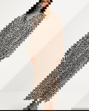 Answear.LAB rochie culoarea bej, midi, evazati