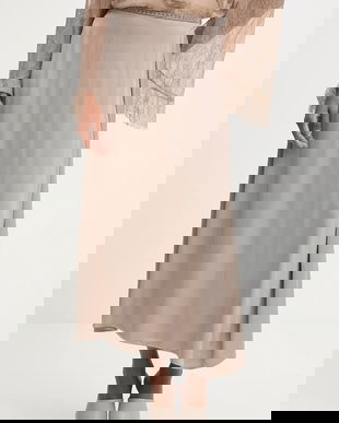 Answear.LAB fusta culoarea gri, midi, evazati