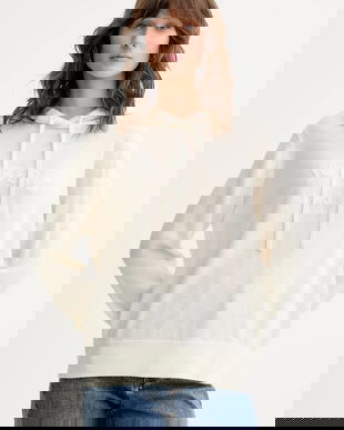 Iceberg bluză din lana culoarea bej, cu glugă, uni, A020 9003