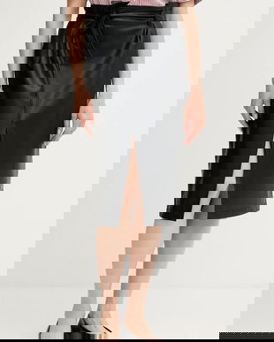 OUI fustă culoarea negru, midi, drept, 93845