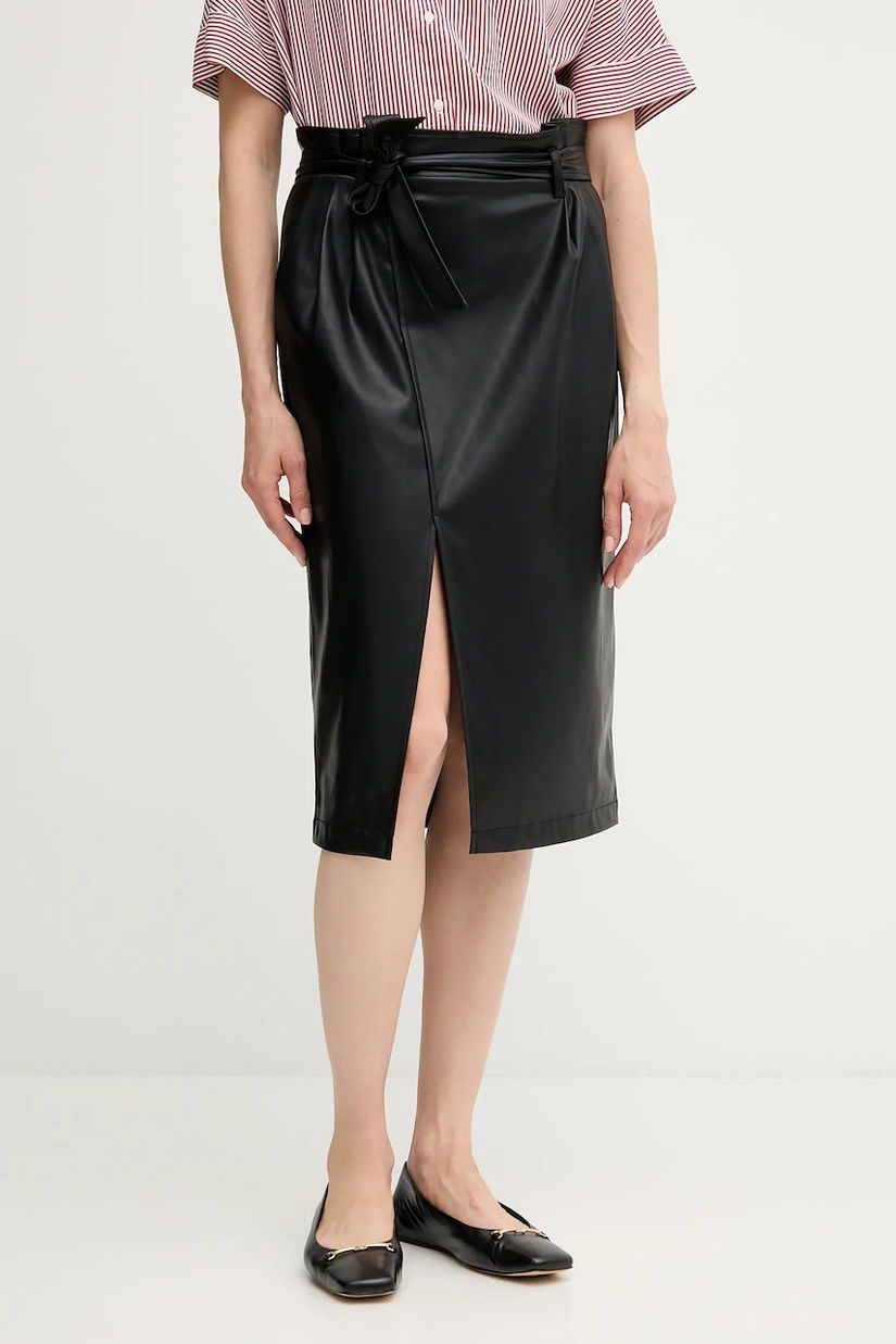 OUI fustă culoarea negru, midi, drept, 93845