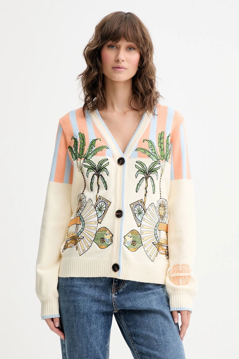 Never Fully Dressed cardigan Isla culoarea bej, NFDKN667
