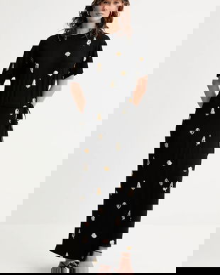 Never Fully Dressed rochie Leia culoarea negru, maxi, drept, NFDDR2207