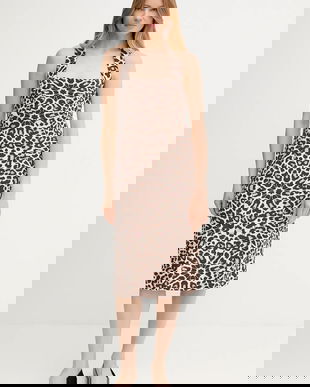 Dkny rochie culoarea bej, midi, drept, DD5N1L20