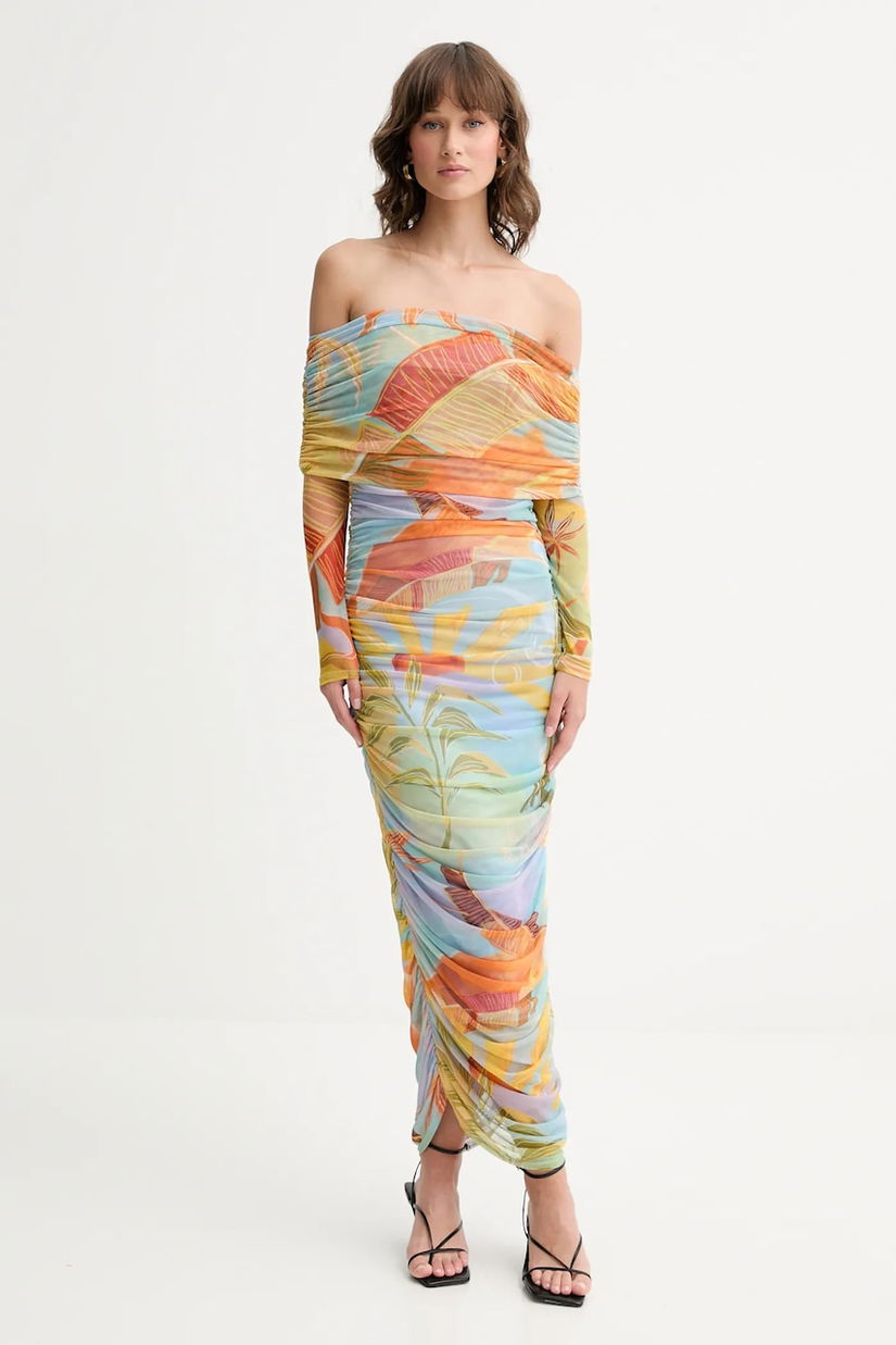 Never Fully Dressed rochie culoarea verde, midi,mulată, NFDDR1814