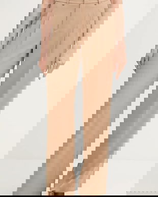 OUI pantaloni culoarea bej, lat, high waist, 93766