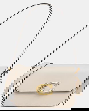 Coach poșetă de piele culoarea bej, CAM17