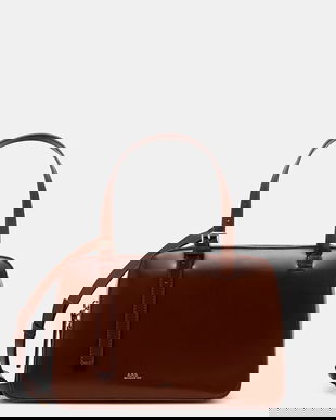 A.P.C. poșetă de piele sac virginie box culoarea maro, PXBRU.F67017