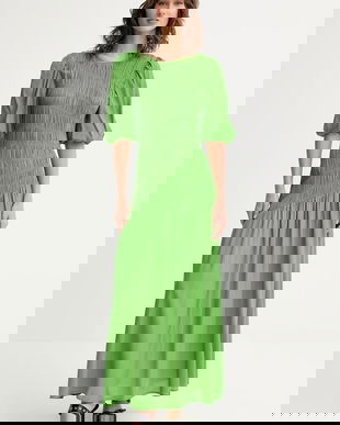 Never Fully Dressed rochie Nara culoarea verde, maxi, evazați, NFDDR2808