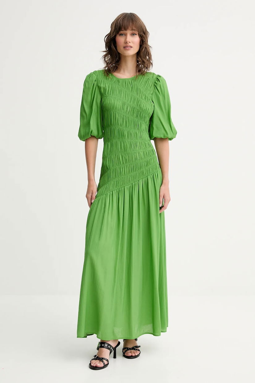 Never Fully Dressed rochie Nara culoarea verde, maxi, evazați, NFDDR2808
