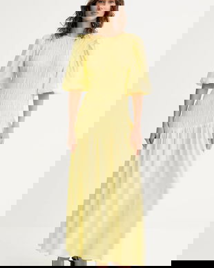 Never Fully Dressed rochie Nara culoarea galben, maxi, evazați, NFDDR3014