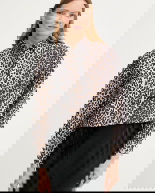 OUI cămașă din bumbac culoarea negru, cu guler clasic, relaxed, 93894