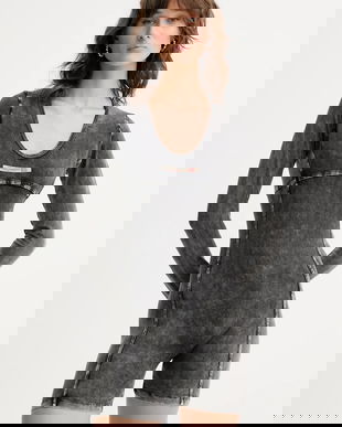 Diesel salopetă KARIM-DNM UW culoarea gri, cu decolteu rotund, A18325.0SHAN