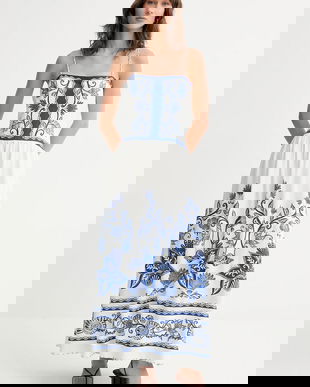 Farm Rio rochie din in culoarea alb, maxi, evazați, 339162