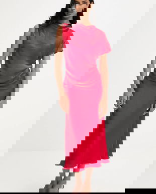 Answear.LAB rochie culoarea rosu, maxi, evazati