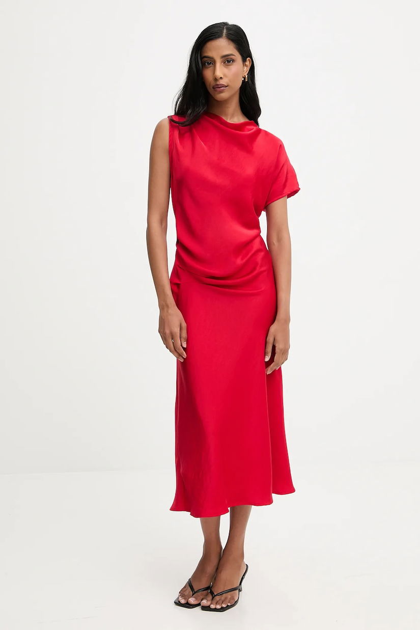 Answear.LAB rochie culoarea rosu, maxi, evazati