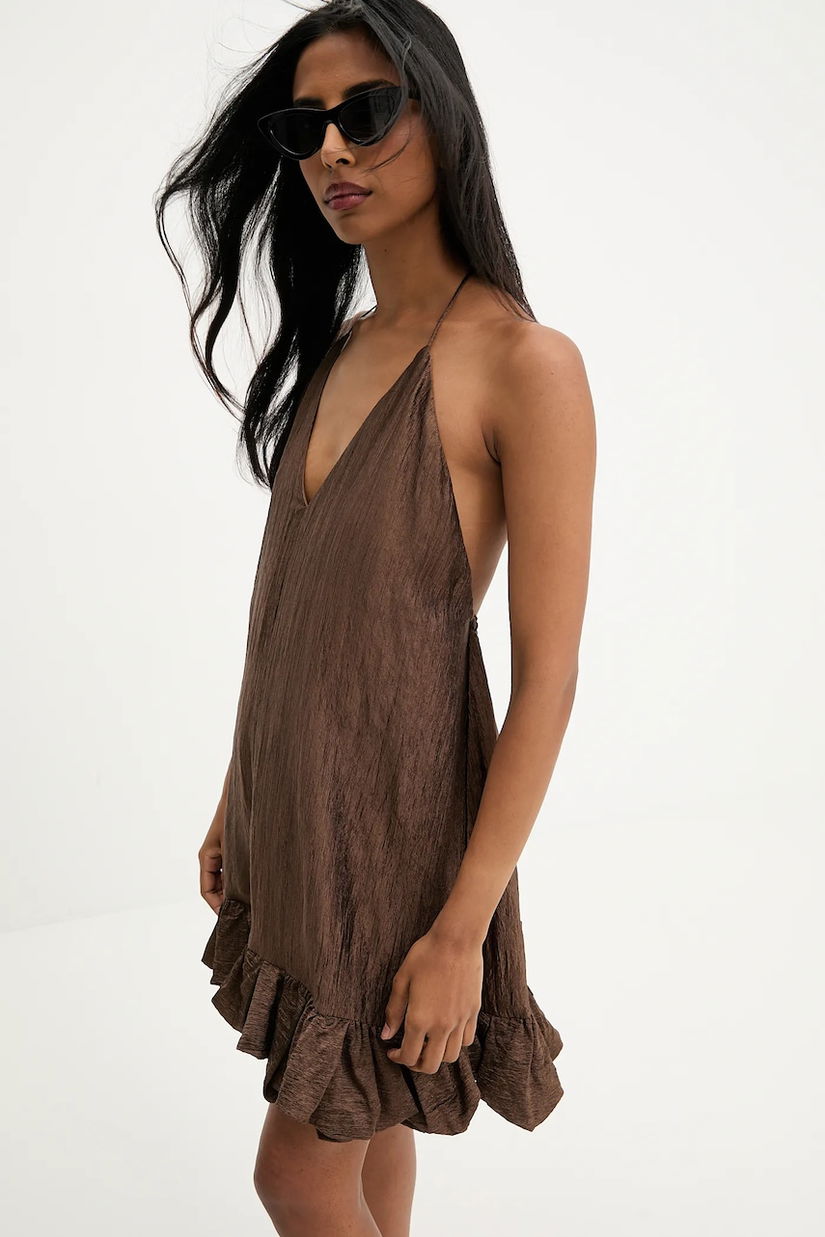 Answear.LAB rochie culoarea maro, mini, drept