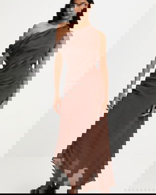 Answear.LAB rochie culoarea maro, maxi, drept