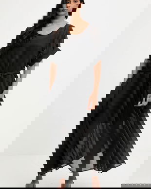 Answear.LAB rochie culoarea negru, maxi, evazati