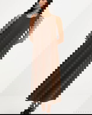 Answear.LAB rochie culoarea maro, midi, evazati