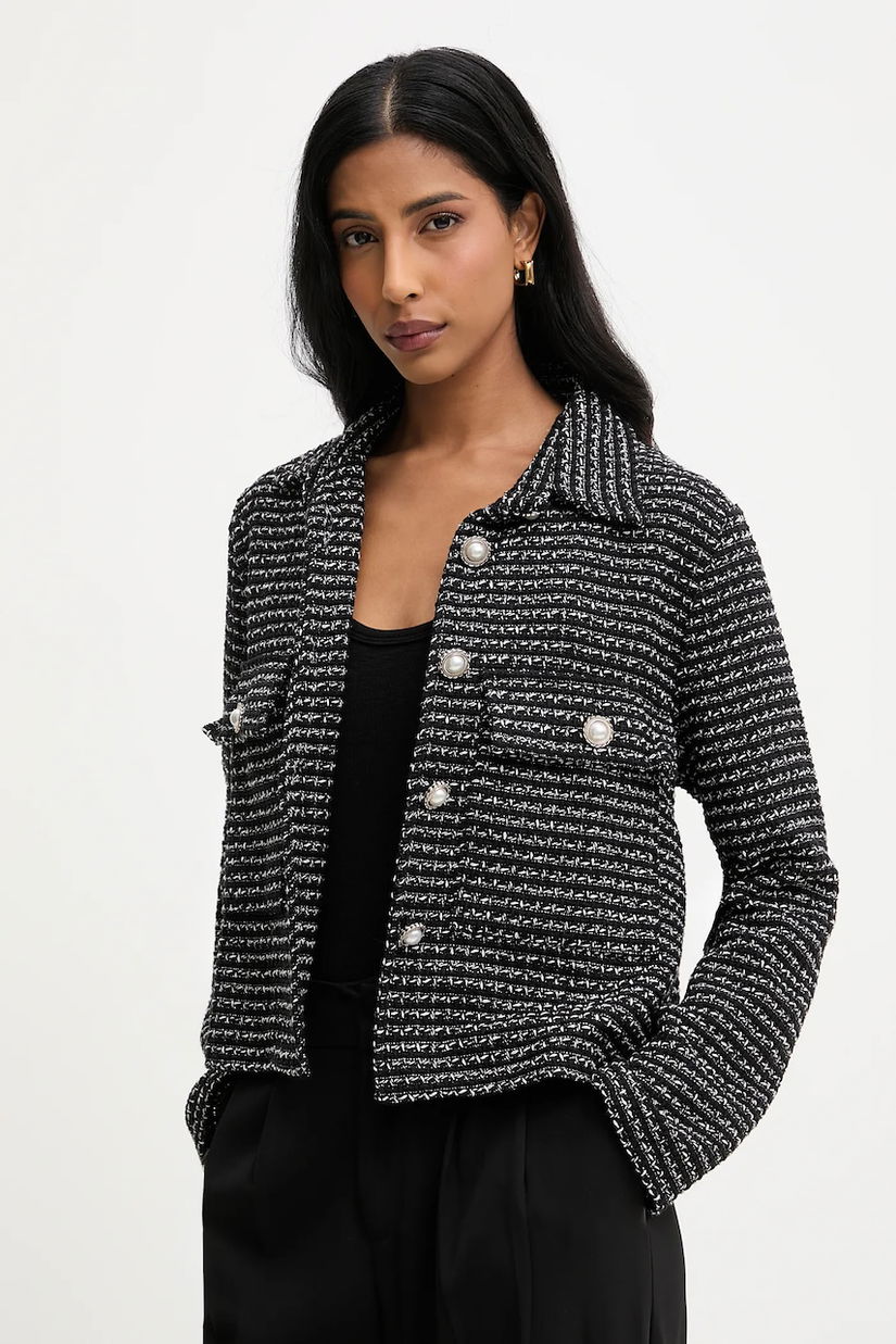 Answear.LAB sacou culoarea negru, un singur rand de nasturi, modelator