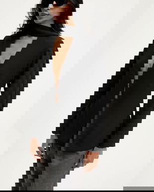 Answear.LAB sacou culoarea negru, un singur rand de nasturi, neted