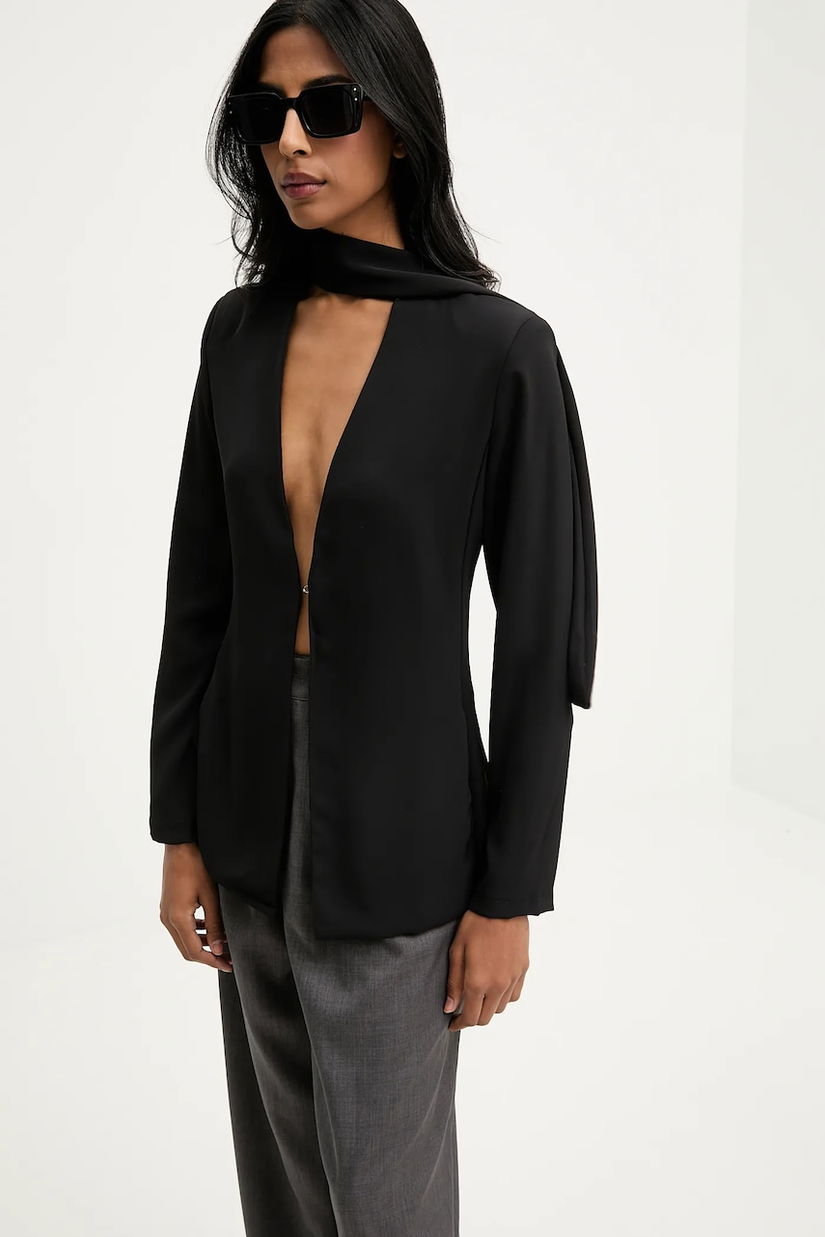 Answear.LAB sacou culoarea negru, un singur rand de nasturi, neted