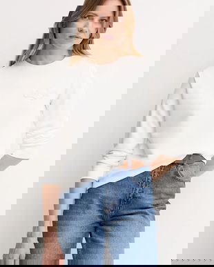 Gant bluză culoarea alb, uni, 4202586