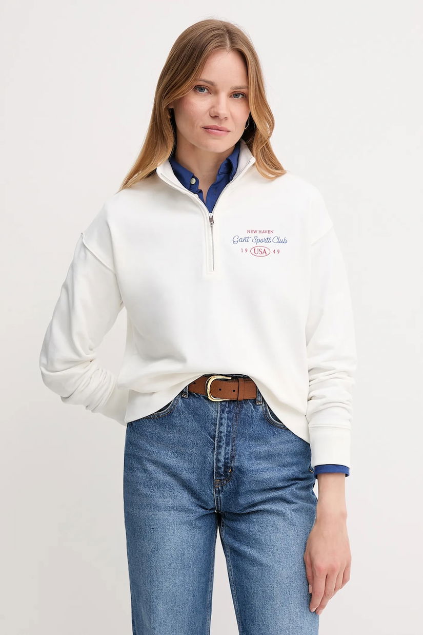 Gant hanorac de bumbac culoarea alb, cu imprimeu, 4204215
