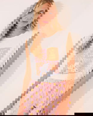 women'secret set de pijama de bumbac culoarea alb, bumbac, 3132109