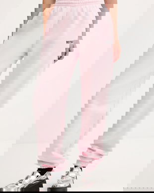 Rotate pantaloni de trening din bumbac culoarea roz, uni, 114378191